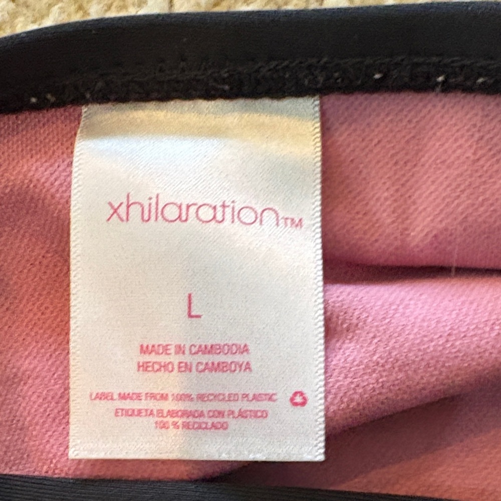 Xhilaration Black High-Waist Bikini Bottom with Pink Lining and Side Ties - Picture 2 of 3